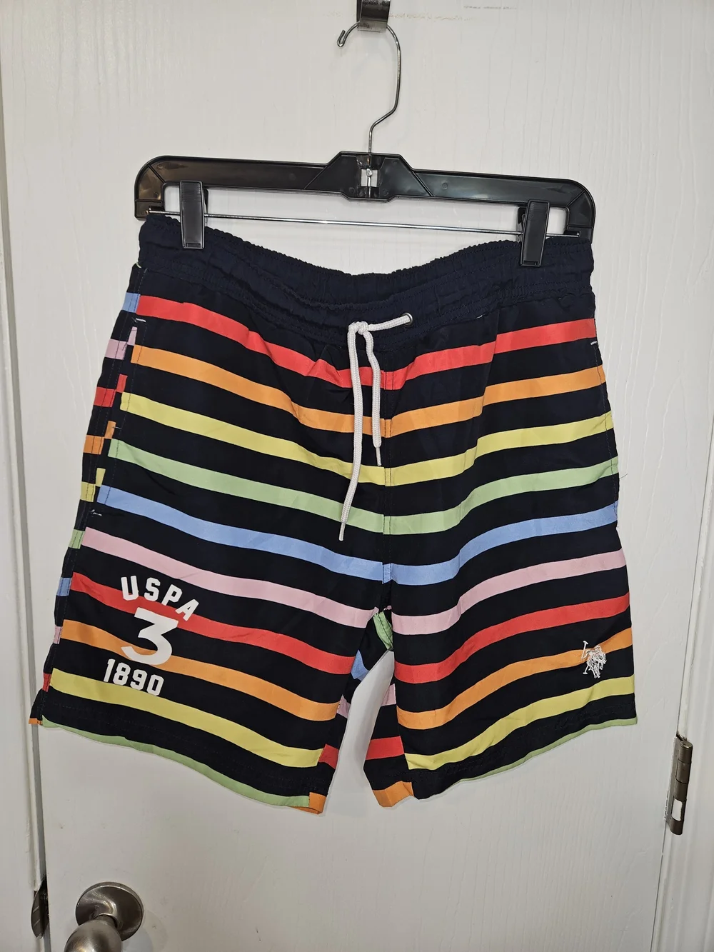 U.S. Polo Assn. Men's Rainbow Stripes Swim Trunks